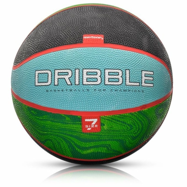 "Meteor Dribble" krepšinio kamuolys, 7 dydžio, juodai-žalios-mėlynos spalvos "Meteor Dribble" krepšinio kamuolys, 7 dydžio, juodai-žalios-mėlynos spalvos