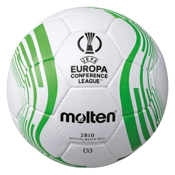 Molten UEFA Conference League 2810 futbolo kamuolys, 5 dydžio, baltos ir žalios spalvos Molten UEFA Conference League 2810 futbolo kamuolys, 5 dydžio, baltos ir žalios spalvos
