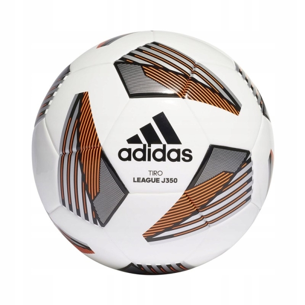 Adidas futbolo kamuolys, Tiro League J350, 4 dydis, baltos ir oranžinės spalvos