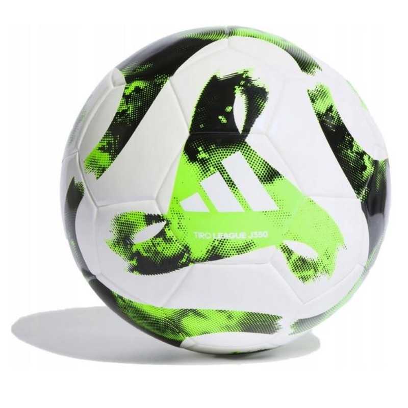 Adidas futbolo kamuolys, Tiro League J350, 4 dydis, baltos ir žalios spalvos
