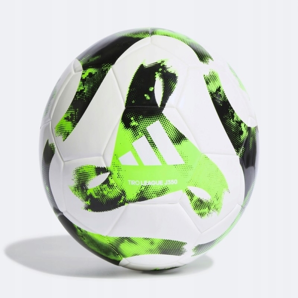 Adidas futbolo kamuolys, Tiro League J350, 4 dydis, baltos ir žalios spalvos