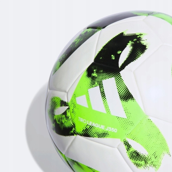 Adidas futbolo kamuolys, Tiro League J350, 4 dydis, baltos ir žalios spalvos