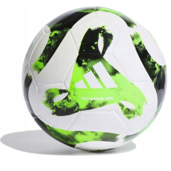 Adidas futbolo kamuolys, Tiro League J350, 5 dydis, baltos ir žalios spalvos