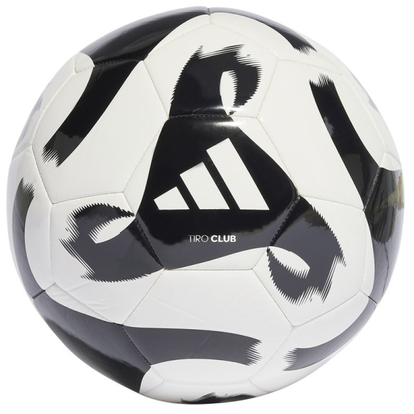 Adidas Tiro Club futbolo kamuolys, 5 dydžio, juodai baltas Adidas Tiro Club futbolo kamuolys, 5 dydžio, juodai baltas