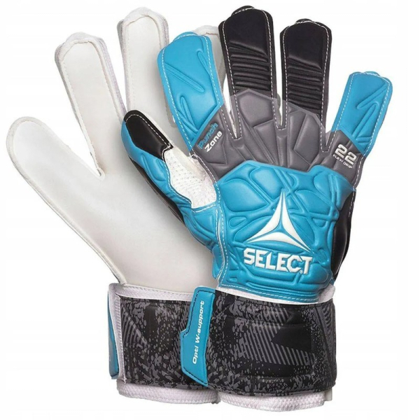 "Select 22 Flexi Grip" vartininko pirštinės, mėlynos, juodos ir baltos spalvos "Select 22 Flexi Grip" vartininko pirštinės, mėlynos, juodos ir baltos spalvos