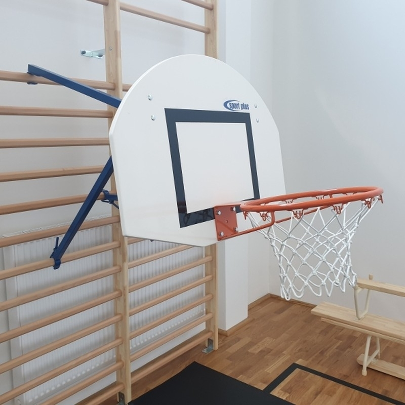Krepšinio rinkinys, pakabintas ant gimnastikos kopėčių, su "MiniStreetBall" 90 x 70 cm galine lenta