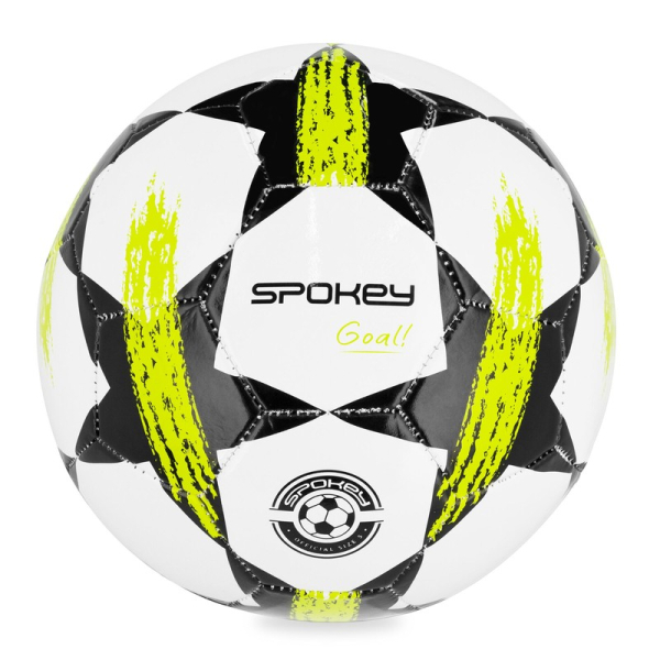 "Spokey Goal" futbolo kamuolys, 5 dydžio, baltos-juodos-geltonos spalvos "Spokey Goal" futbolo kamuolys, 5 dydžio, baltos-juodos-geltonos spalvos