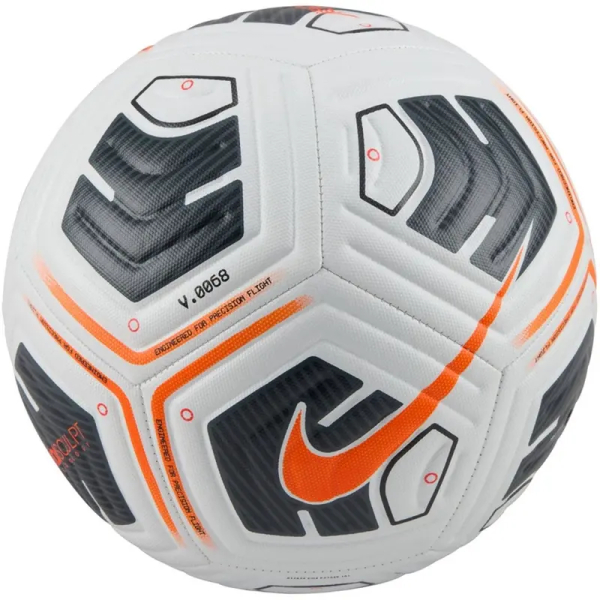 "Nike Academy Team" futbolo kamuolys, 4 dydžio, baltos, juodos ir oranžinės spalvos "Nike Academy Team" futbolo kamuolys, 4 dydžio, baltos, juodos ir oranžinės spalvos