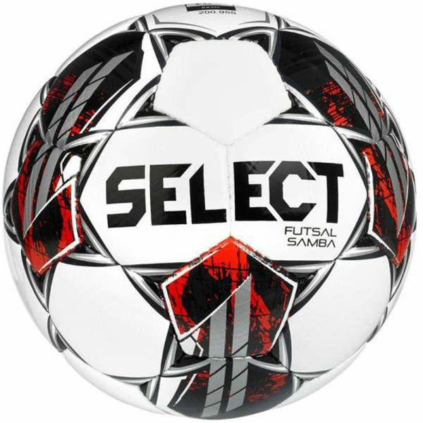 Select Futsal Samba FIFA Basic v22 futbolo kamuolys, dydis 4, spalva balta-sidabrinė-raudona-juoda Select Futsal Samba FIFA Basic v22 futbolo kamuolys, dydis 4, spalva balta-sidabrinė-raudona-juoda
