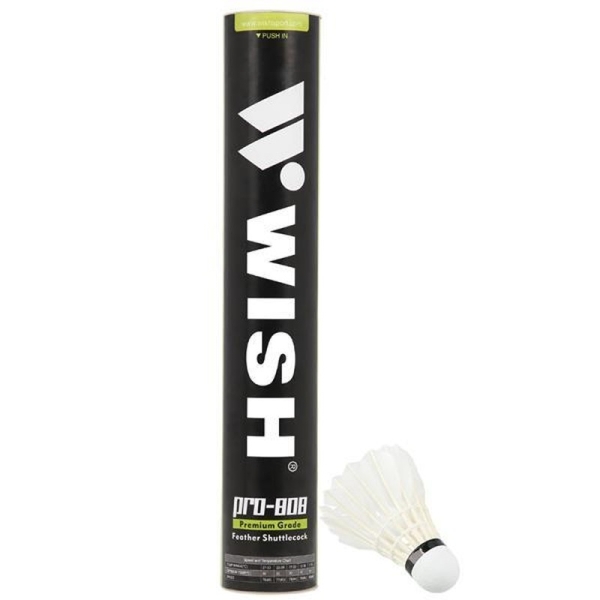 Wish PRO-808 badmintono raketė, baltos spalvos, plunksninė