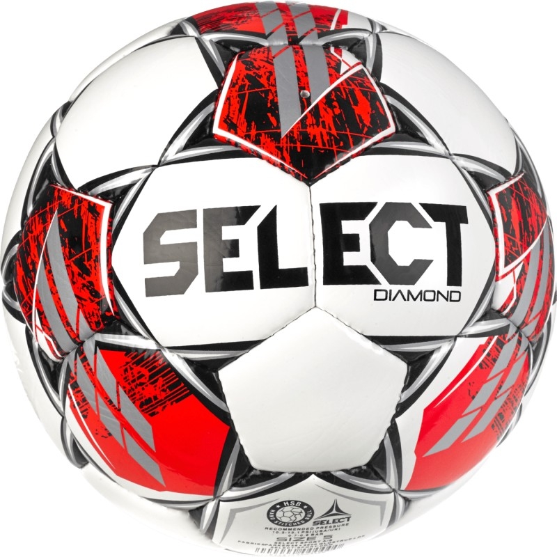 Select Diamond futbolo kamuolys, 5 dydžio, baltos ir raudonos spalvos