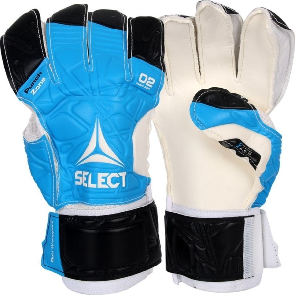 Select 02 Plokščio kirpimo vartininko pirštinės, mėlynos ir baltos spalvos Select 02 Plokščio kirpimo vartininko pirštinės, mėlynos ir baltos spalvos