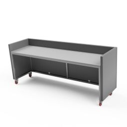 Mobilus teisėjų stalas, matmenys 200 x 72 x 55 cm (WxHxD), su keturiais ratukais su stabdžiais