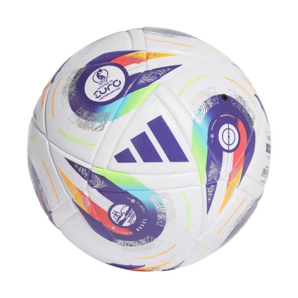 Adidas Euro 25 Switzerland League Moterų futbolo kamuolys, dydis 5, spalva balta-violetinė-raudona-geltona