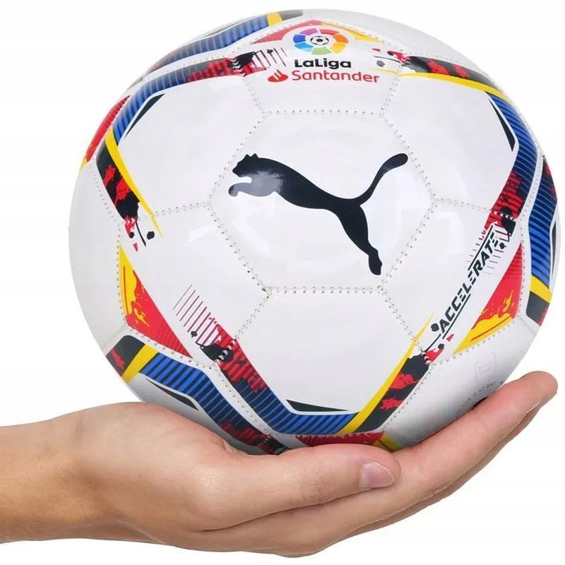 Puma Accelerate Mini futbolo kamuolys, 1 dydis, raudona-balta-mėlyna spalva