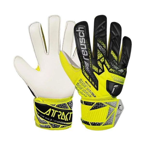 "Reusch Attrakt Solid Junior" vartininko pirštinės, juodos spalvos "Reusch Attrakt Solid Junior" vartininko pirštinės, juodos spalvos