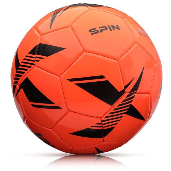 "Meteor Spin" futbolo kamuolys, 5 dydžio, juodos ir oranžinės spalvos "Meteor Spin" futbolo kamuolys, 5 dydžio, juodos ir oranžinės spalvos