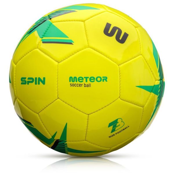 Futbolo kamuolys "Meteor Spin", geltonai žalias, 3 dydžio