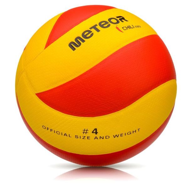 "Meteorr Chili PU" tinklinio kamuolys, 4 dydžio, geltonai raudonos spalvos