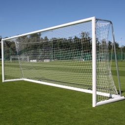 Futbolo vartai 7,32 x 2,44 m mobilūs su ratukais, aliuminis, ovalus profilis 120 x 100 mm, gylis 80/200 cm