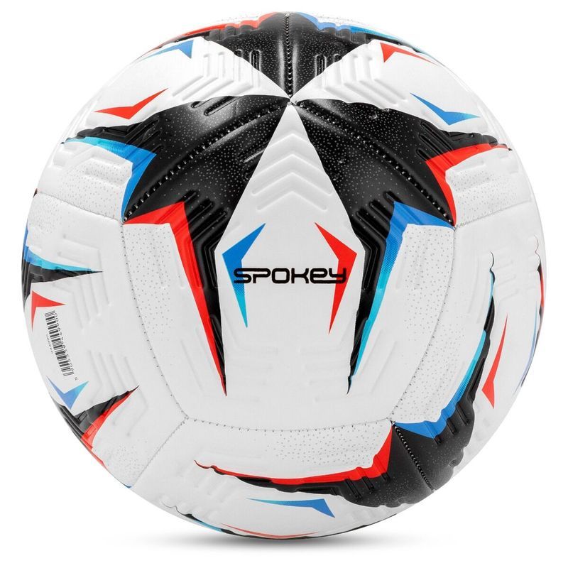 "Spokey Flick" futbolo kamuolys, 5 dydžio, baltos-juodos-mėlynos-raudonos spalvos