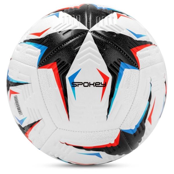 "Spokey Flick" futbolo kamuolys, 5 dydžio, baltos-juodos-mėlynos-raudonos spalvos "Spokey Flick" futbolo kamuolys, 5 dydžio, baltos-juodos-mėlynos-raudonos spalvos