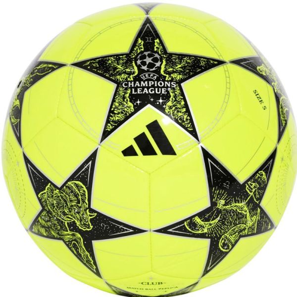 "Adidas UCL" klubinis futbolo kamuolys, geltonos ir juodos spalvų "Adidas UCL" klubinis futbolo kamuolys, geltonos ir juodos spalvų