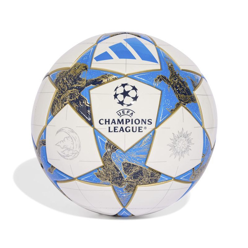 Adidas UCL League J350 futbolo kamuolys, 4 dydžio, baltos-mėlynos-auksinės spalvos