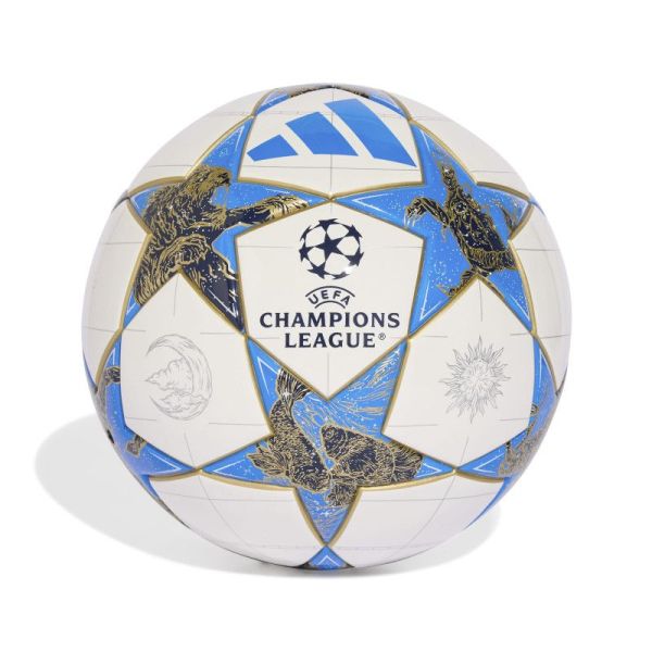 Adidas UCL League J350 futbolo kamuolys, 4 dydžio, baltos-mėlynos-auksinės spalvos
