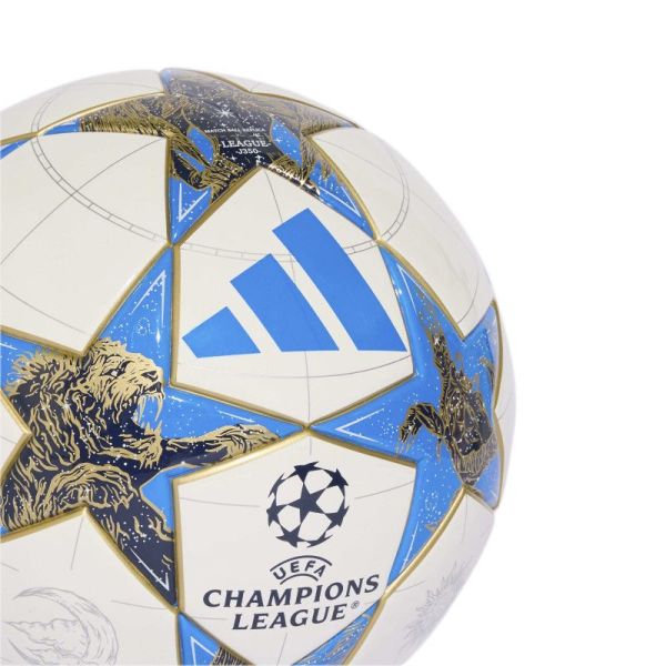 Adidas UCL League J350 futbolo kamuolys, 4 dydžio, baltos-mėlynos-auksinės spalvos