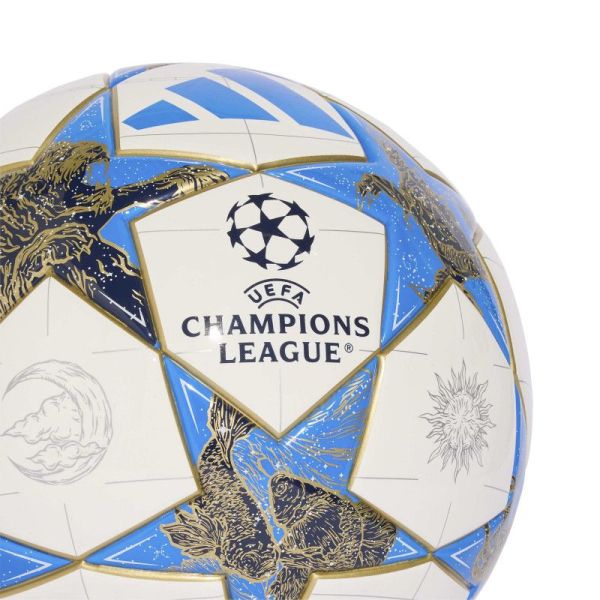 Adidas UCL League J350 futbolo kamuolys, 4 dydžio, baltos-mėlynos-auksinės spalvos